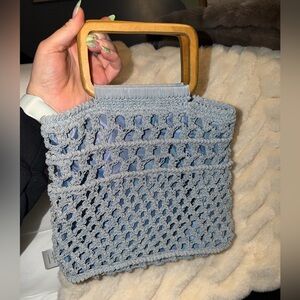 Vintage Faded Glory Blue Crochet Handbag